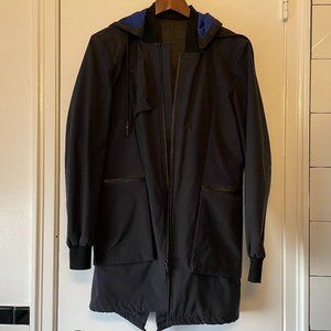 ASOBIO Navy Blue Hooded Raincoat / Trenchcoat